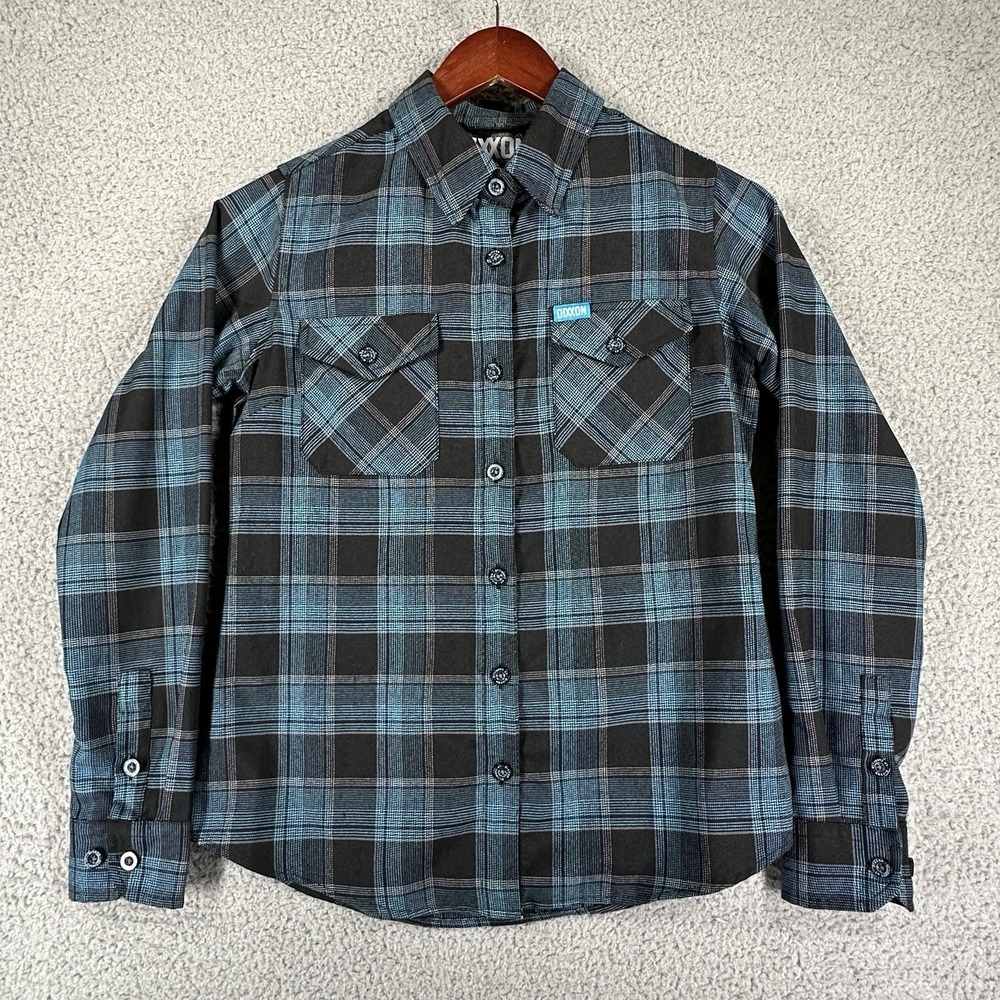 Dixxon Flannel Shirt Women's Size S Carrillo Long Sleeve Button Up Grunge Teal